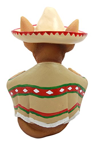 Ebros Mexican Chihuahua With Sombrero Hat And Serape Salt Pepper Shakers Holder 7"H