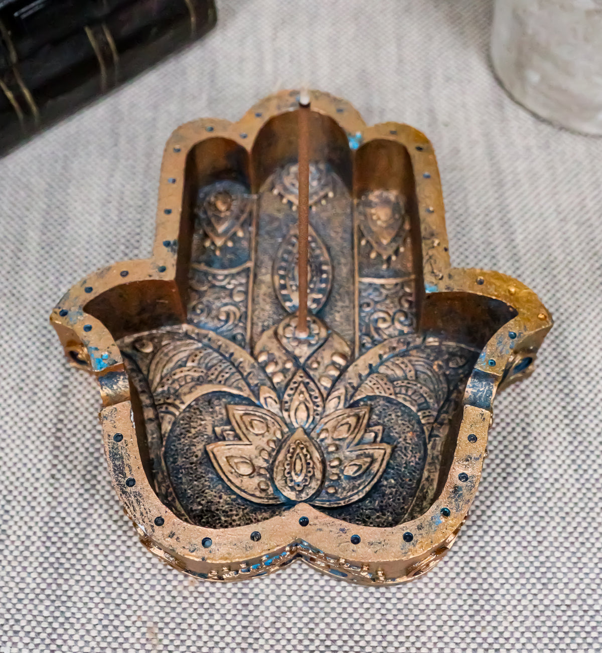 Sacred Symbol Hand of God Hamsa Palm Incense Stick Holder Burner And Ashtray