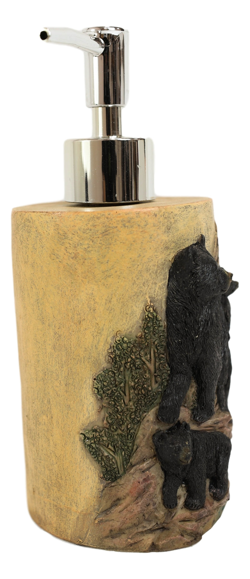 Rustic Forest Black Mama Bear And Cubs Liquid Soap Lotion Pump Dispenser Decor