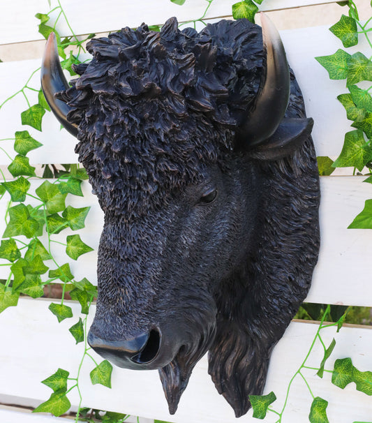 Ebros Large Bison Buffalo Hanging Wall Decor Sculpture Plaque Figurine 18.5" H - Ebros Gift