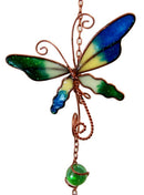 Ebros Gift Stained Glass Colorful Three Butterflies Copper Metal Wind Chime 28"Long Resonant Outdoor Patio Garden Decor Accessory