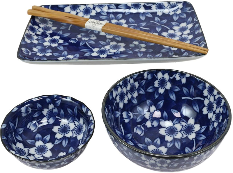 Ebros Made in Japan Dinnerware 8pc Set For 2 Plates, Bowls, Dish & Chopsticks