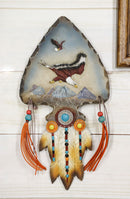 Ebros Eagle Soaring Over Mountains Dreamcatcher Beaded Lace Feather Headdress Plaque