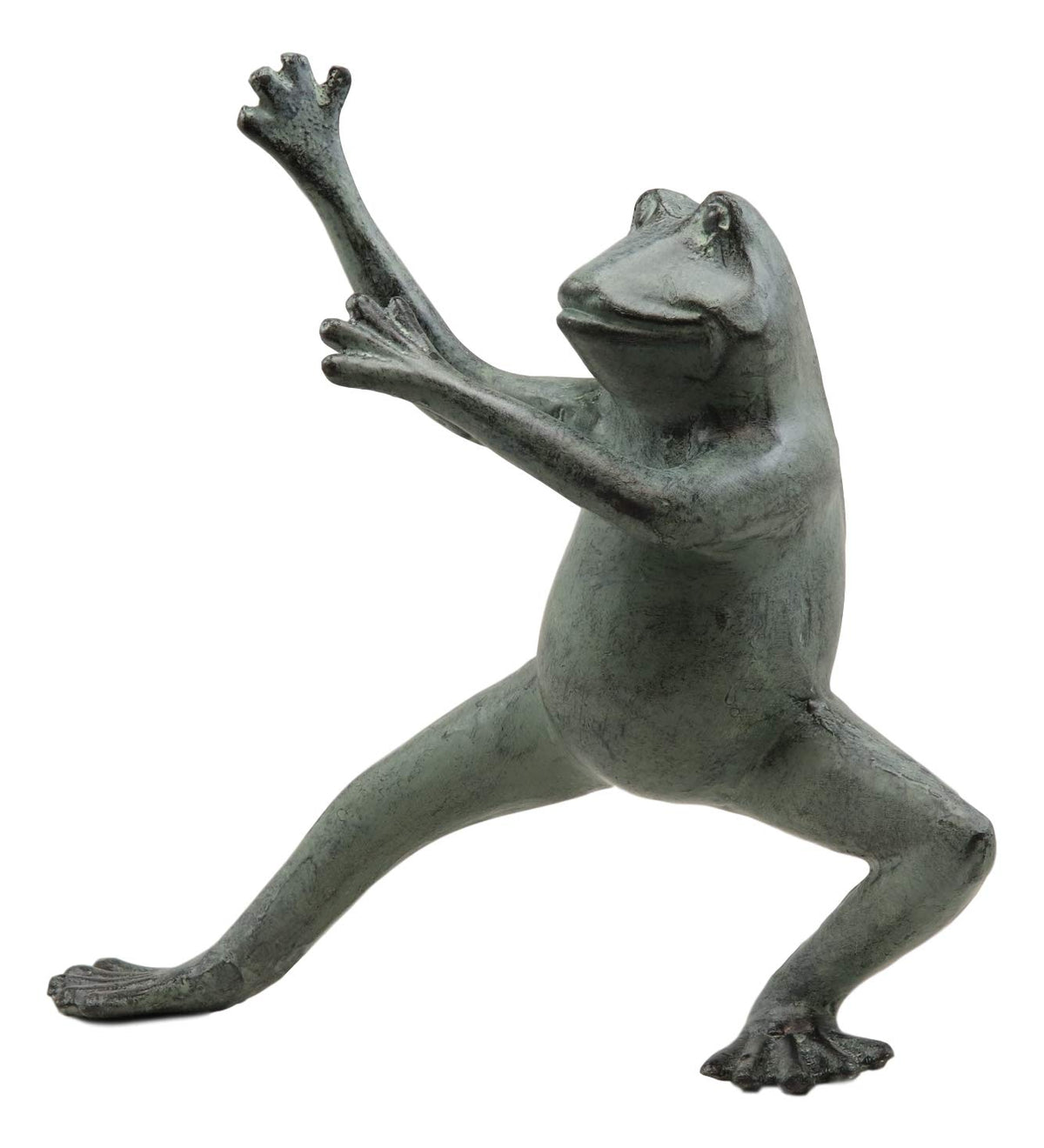 Ebros Gift Verdi Green Aluminum Metal Whimsical Tai Chi Kung Fu Frog Garden Statue Zen Feng Shui Martial Arts Frogs Home Garden Patio Pool Decorative Sculpture (Set of 3 Stances)