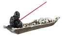 Ebros Charon Grim Reaper Fishing On Boat Of Skulls Incense Burner Statue 11.5"L