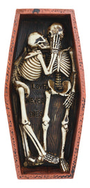 Love Never Dies Day Of The Dead Skeleton Couple Kissing Inside Coffin Statue