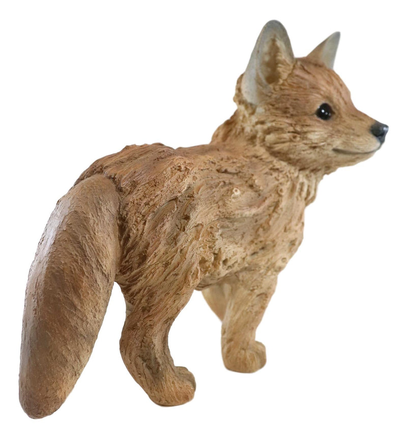 Ebros Realistic Faux Driftwood Finish Snooping Baby Fox Cub Resin Statue 10.5" L