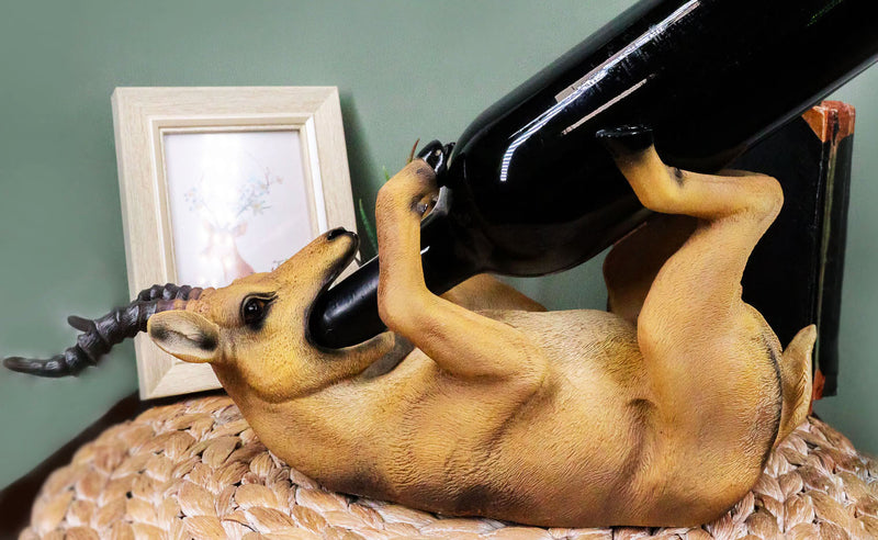 Rustic Vin Of The Veld Drinking Kudu Antelope Wine Bottle Holder Decor Figurine