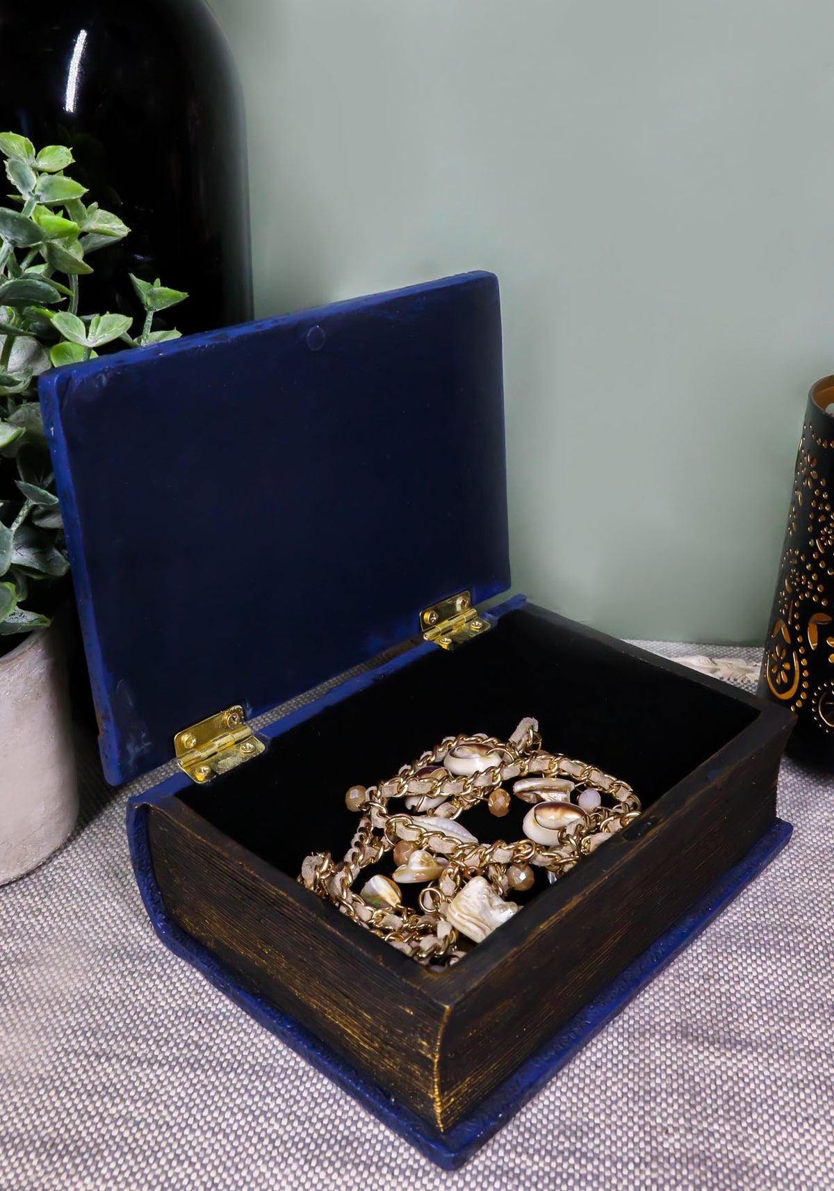 Small Blue Masonic Secret Book Box Freemasonry Square and Compasses Stonemasons