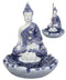 Ebros Gift Bhumisparsha Mudra Buddha Amitabha Meditating by Padma Lotus Flower Incense Holder Burner Figurine in Terracotta Blue and White 4.25" High Buddhist Eastern Enlightenment Feng Shui Decor