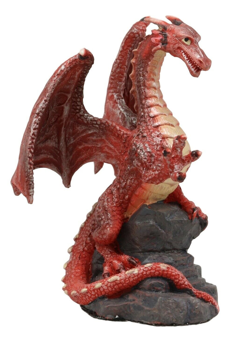 Ebros Whimsical Red Lava Dragon Climbing On Volcanic Rock Statue 4.25" Tall Dungeons and Dragons Legends Fantasy Home and Garden Accent Decor Sculpture Medieval Renaissance Figurine Collectible