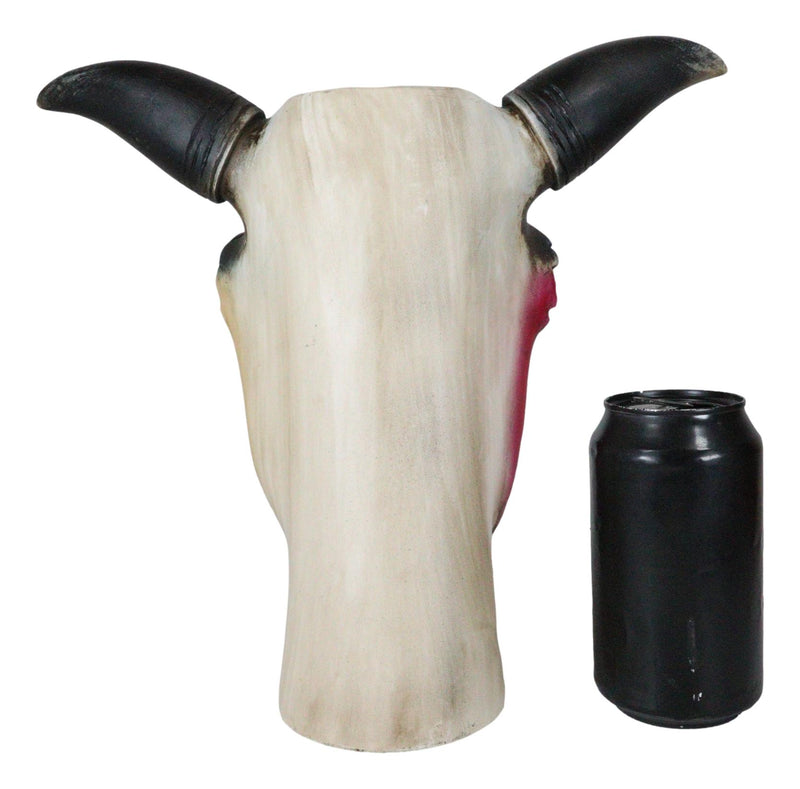 Western Patriotic Texas State Flag Lone Star Rustic Cow Skull Vase Planter Decor