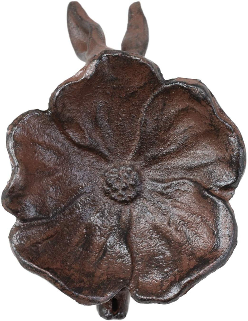 Ebros Gift Cast Iron Whimsical Bunny Rabbit Suspending Flower Petals Dish Bowl Garden Bird Bath Feeder Decor Statue 7.25" Long for Pool Patio Lawn Outdoors Decorative Accent