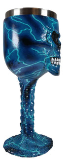 Ebros Thor Blue Lightning Thunder Bolt Rocker Skull Face Wine Goblet Chalice