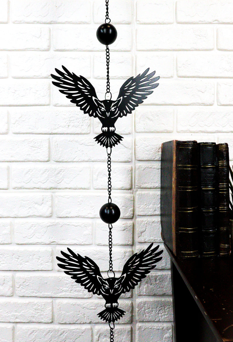 Whimsical Alchemy Sorcerer Night Goth Owls Metal Wall Hanging Mobile Wind Chime