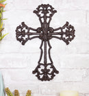 Cast Iron Rustic Southwest French Lily Fleur De Lis Scroll Art Wall Cross Decor
