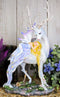 Ebros Large Blonde Fairy Sleeping On Sacred Capiz Blue Pearl Stag Elk Statue