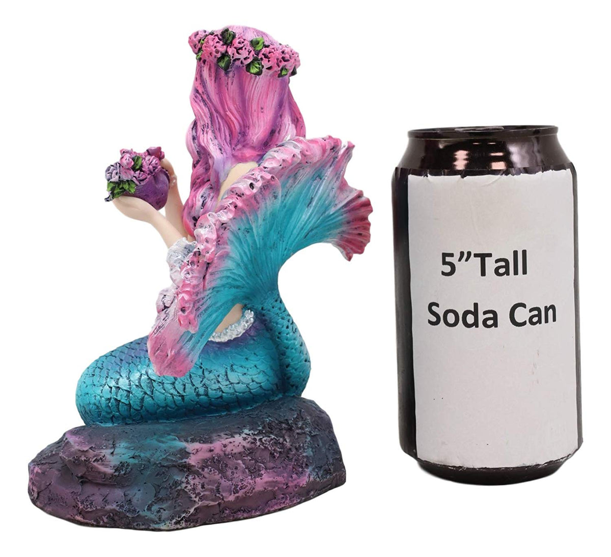 Ebros Brigid Ashwood Mermaid Ocean Spring Flowers Holding Conch Statue 6.25" H