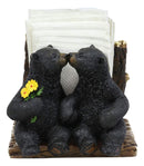 Ebros Romantic Kissing Black Bears Seated By Tree Logs Kitchen Napkin Holder 5"H