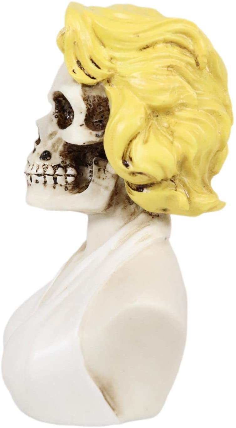Ebros Day of The Dead Sugar Skull Blonde Marilyn In Iconic White Dress Figurine - Ebros Gift