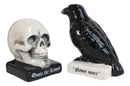 Ceramic Quote The Raven Nevermore Skull Salt And Pepper Shakers Figurine Set