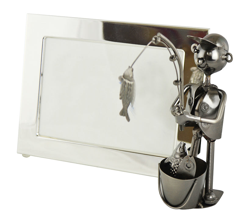 Ebros Marine Fisherman Metal Sculpture 5"X7" Picture Frame Vertical Horizontal Display