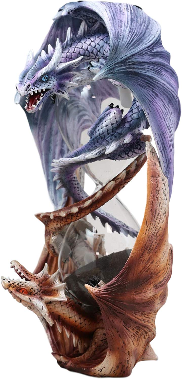 Ebros Invertible Elemental Ice and Fire Dual Dragon Sandtimer 7.5"H Anne Stokes