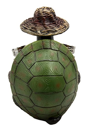 Ebros Slow Seasons Camping Turtle With Wicker Hat Salt And Pepper Shakers 7"H