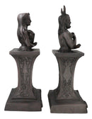 Wiccan Deity Horned God And Crescent Celestial Moon Goddess Herm Bust Sculpture - Ebros Gift