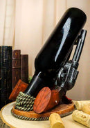 Ebros Western Six Shooter Cowboy Pistol Wine Bottle Holder Caddy 9.75" Long