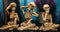 Gothic Necromancy Magic See Hear Speak No Evil Bony Skeleton Figurines Set Of 3