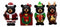 Christmas Bears Figurine Set 4"H Santa Claus Reindeer Elf Bear In The Box Wreath