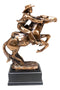 Wild West Cowboy With Rearing Horse In Pursuit Bronze Electroplated Figurine