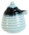 Set Of 2 Ocean Blue Ceramic Soy Ponzu Sauce Vinegar Oil Dispensers Holder W/ Lid