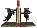 Ebros Gift Adorable Feline Cat Kittens Climbing Branch Aluminum Decorative Bookends Figurine Set of 2