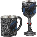 Ebros Moonlight Raven Crow With Celtic Tribal Tattoo Wine Goblet And Mug Set