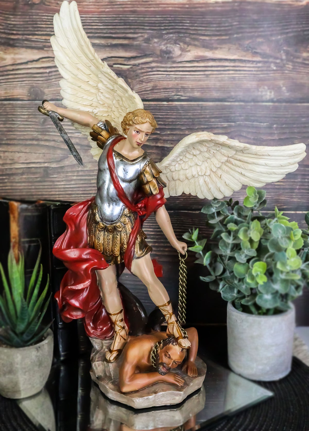 Ebros Large Guido Reni Baroque Art Saint Michael The Archangel Trampling On The Devil Statue Guardian Protector Decor Figurine Patron of Police Soldiers Doctors - Ebros Gift