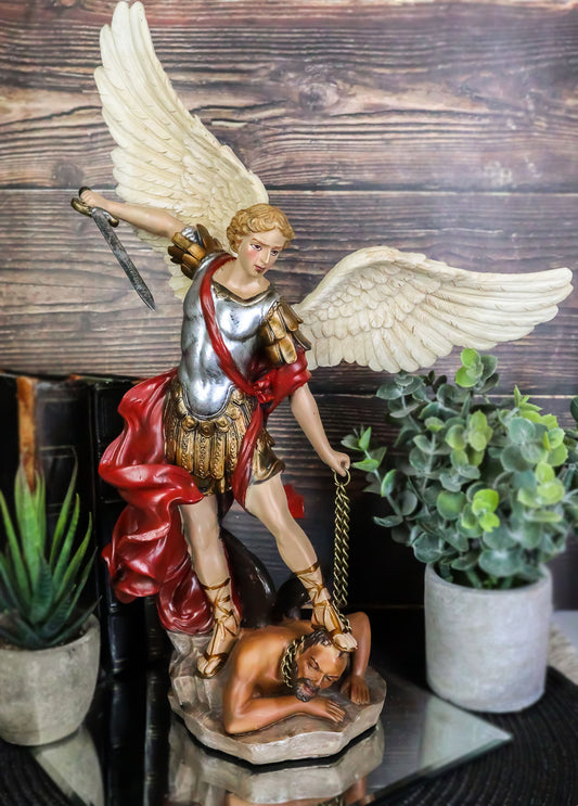 Ebros Large Guido Reni Baroque Art Saint Michael The Archangel Trampling On The Devil Statue Guardian Protector Decor Figurine Patron of Police Soldiers Doctors - Ebros Gift