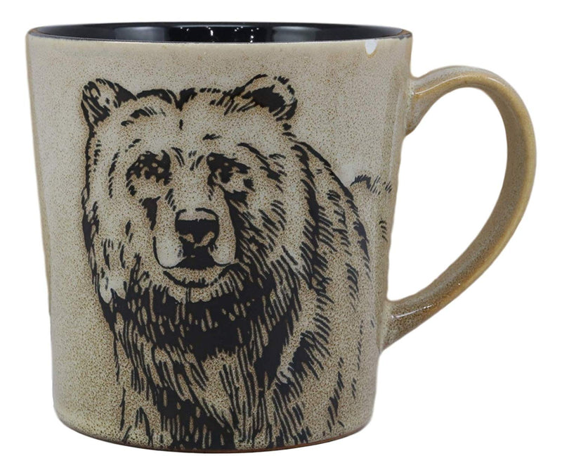Ebros Nature Rustic Wildlife Brown Grizzly Bear Animal Print Glazed Ceramic Coffee Mug 16oz Cup For Drinking Beverage Drink Beer Stein Tankard Of Bears Grizzlies