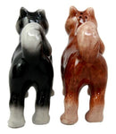 Ebros Animated Dog Siberian Huskies Salt and Pepper Shakers Ceramic Magnetic Figurine Set 4" L Pedigree Dogs Husky Breed Brown and Black Coat Kissing Collectible Figurines Kitchen Decorations - Ebros Gift