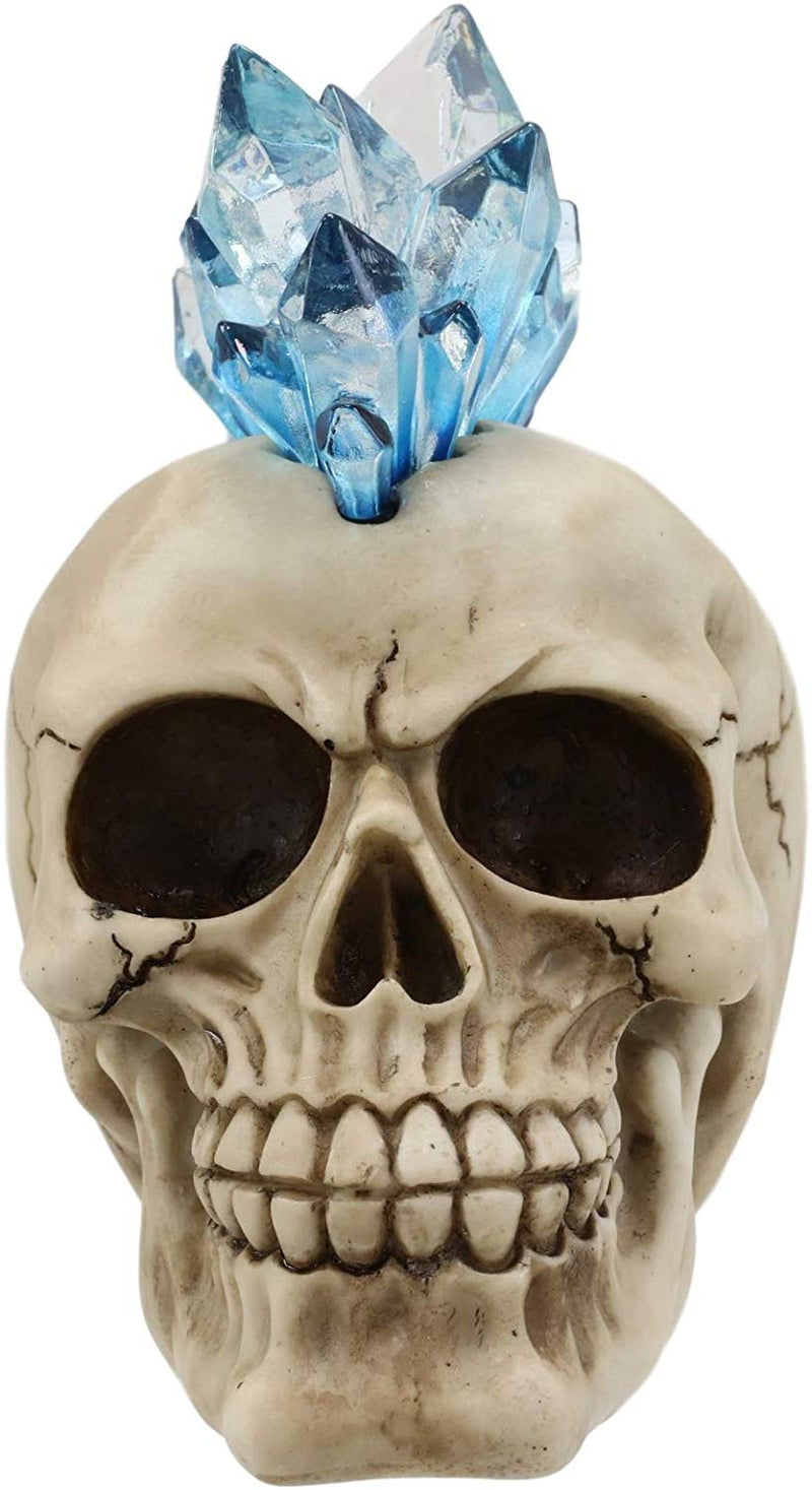 Ebros Colorful LED Light Mohawk Crystal Hair Cranium Skull Figurine 7" Long