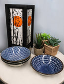 Ebros Made In Japan 4 Piece Geometry Ceramic Dining Rice Meal Soup Bowls 5.5"Diameter