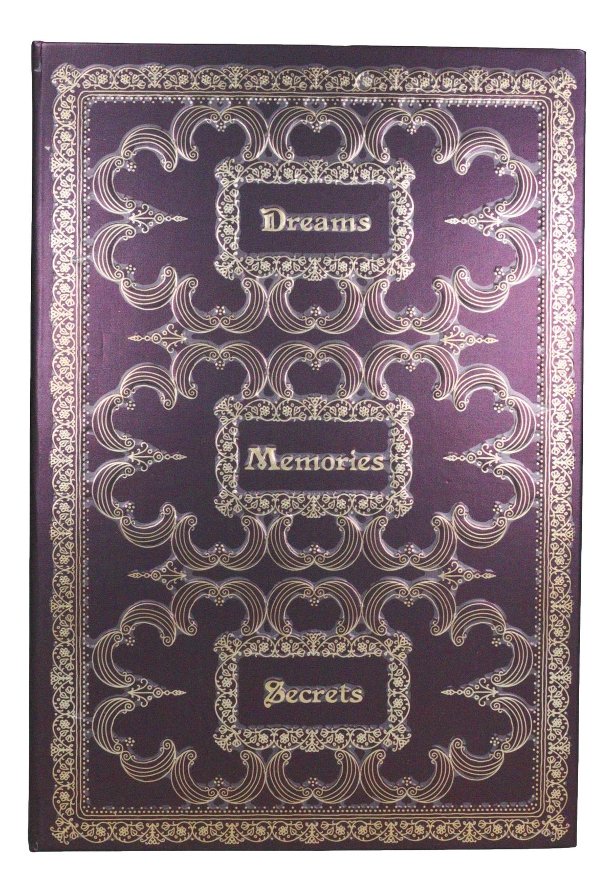 Dreams Memories Secrets Floral Scroll Art Embossed Blank Page Journal Book