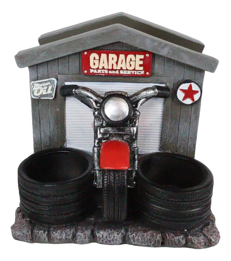 Ebros Vintage Red Chopper Bike Garage Shop Tires Napkin & Salt Pepper Shakers Holder