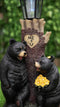 Ebros Me + U Black Bear Couple Outpost Statue with Solar LED Light Lantern Decor