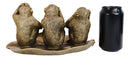 Whimsical See Hear Speak No Evil Rainforest Ape Monkeys On Banana Leaf Statue