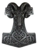 Viking Ram Skull God Thor Hammer Mjolnir With Runes Knotwork Wall Decor Plaque