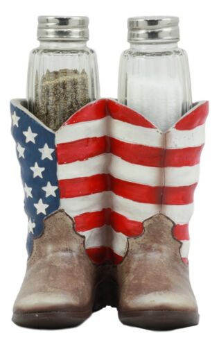 Ebros Patriotic Stars & Stripes American Flag Boots Salt and Pepper Shaker Set