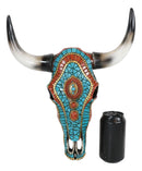 Southwest Steer Cow Skull With Turquoise Gold And Red Teardrop Gems Wall Decor