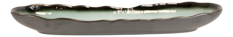 Pack Of 5 Ceramic Long Dinner Entree Wavy Oval Concave Platter Plate 13.25"L